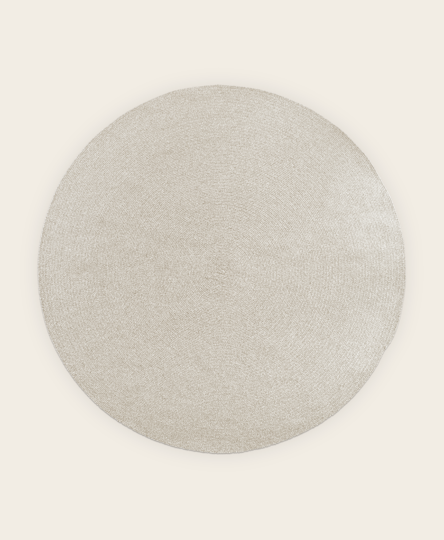 Sustainable wool area rug in circle shape, light grey